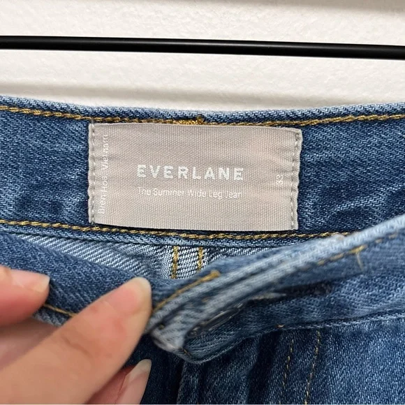 Everlane The Summer Wide Leg Jean In Dark Blue Wash 33 - Picture 4 of 9